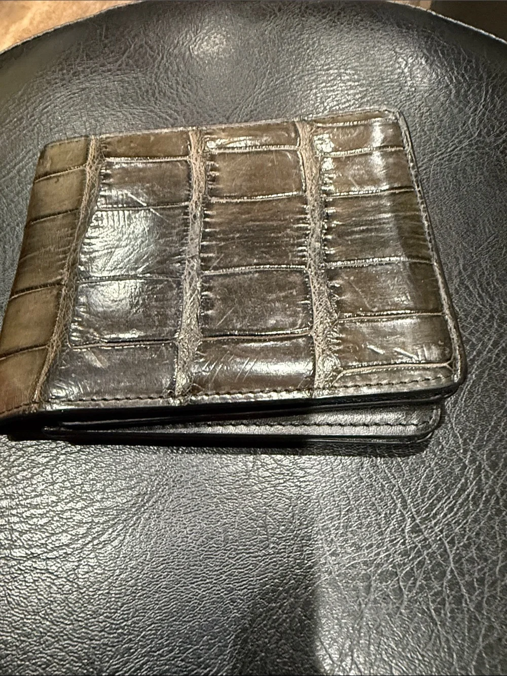 London Fog Croc-Embossed Money Clip Wallet - Dark Brown